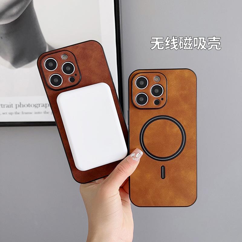 Applicable To Apple 14promax Mobile Phone Case Magnetic Suction Iphone13 Skin Feeling All-inclusive 12 Anti-drop 11 Business Xr Simple