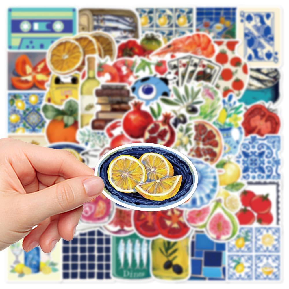 10/30/50pcs Mediterranean Tomato Aesthetic Graffiti Stickers Cartoon Retro Decals DIY Motorcycle Laptop Luggage Cute Sticker Toy