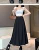 Summer 2025 Women's Black A-Line Pleated Umbrella Skirt - Flattering, Long, and Trendy