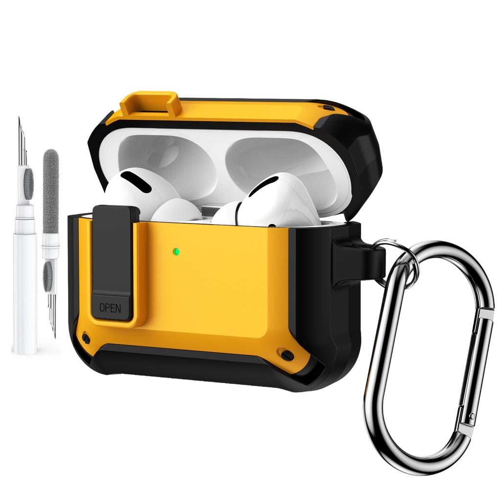 Secure Lock Case For AirPods Pro 3 with Keychain Cleaning Pen Kit New Armor Shockproof Rugged Protective Case For AirPods Pro 3