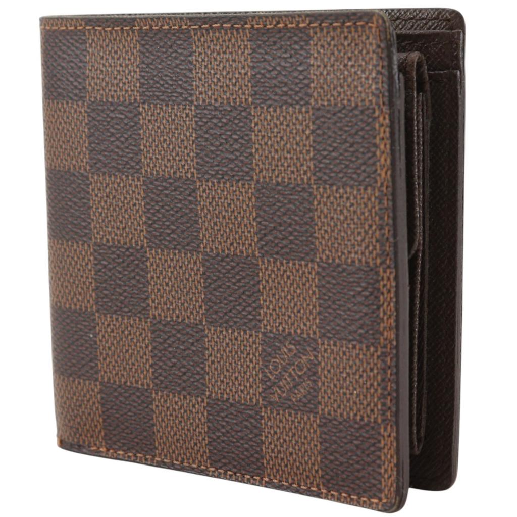 Louis Vuitton Portefeiulle Marco Bi-Fold Wallet N61675 Brown Damier Canvas Mens Used