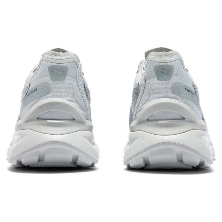 Puma Pwrframe Aerogram Reflective Fabric Synthetic Leather Round Toe Lace-Up Low-Top Lifestyle Sneakers Unisex sneakers Silver Gray 390206-03