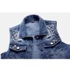 Women Denim Vest Pearls Spring Autumn Jeans Jacket Sleeveless Loose Short Coat Waistcoats Streetwear Female