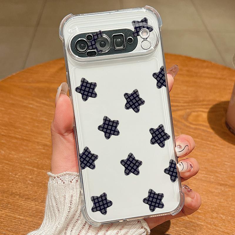 Modern Colorful Stars Pattern Case For Google Pixel 9 Pro XL 9A Shockproof TPU Silicone Clear Soft Cover