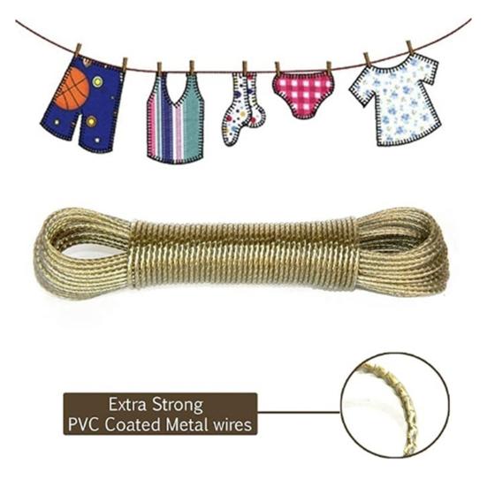 20M PVC Steel Wire Clothesline Portable Travel Lightweight Heavy Duty Indoor Outdoor