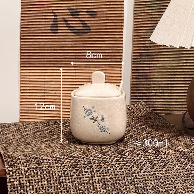 

Floral Pattern Ceramic Seasoning Jar Japanese Style New Household Underglaze Color Salt Shaker 300ml Aesthetic Square Tableware синій