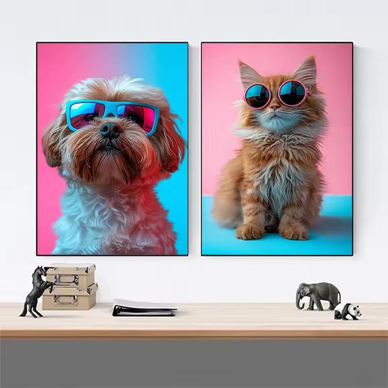 Jaguar Bunny Bear Giraffe Zebra Canvas Painting Modern Fashion Animals Poster Prints Colorful Wall Art Picture Office Home Decor