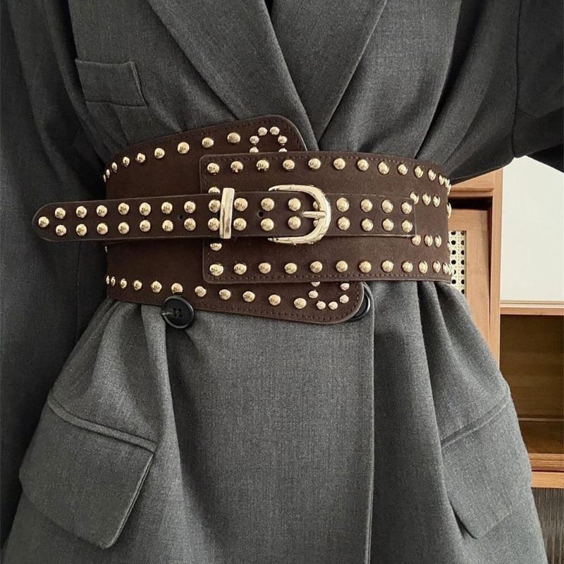Stylish Rivet Waist Belt Adjustable PU Leather Corset For Women And Men Contemporary Waist Cincher Fashion Accessory