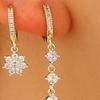 5 Pcs Women Earrings Set Sparkling Rhinestone Flower Butterfly Chain Hoop Earrings Gold Plated Cubic Zirconia Dangling Earrings for Prom Wedding
