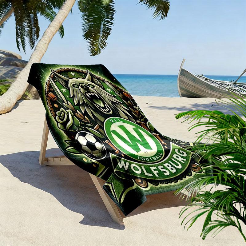 Asciugamano da Spiaggia con Stampa VfL Wolfsburg, Asciugamano Grande Morbido Asciugatura Rapida per Spiaggia Campeggio Nuoto
