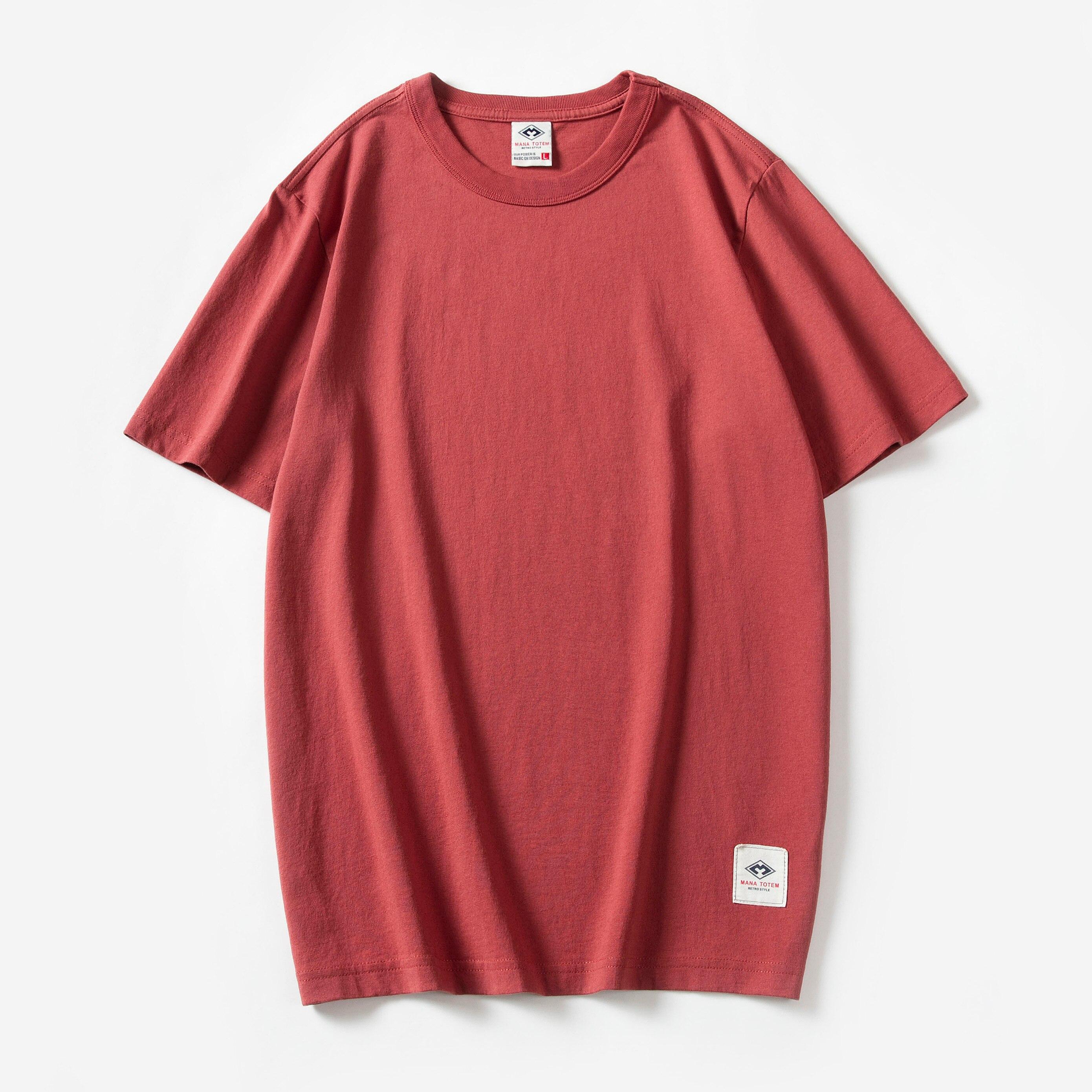 Мужская футболка, однотонная мужская футболка с коротким рукавом, мужские летние повседневные топы, 100% хлопок, модные тонкие базовые топы, тканевая упаковка 3XL красный