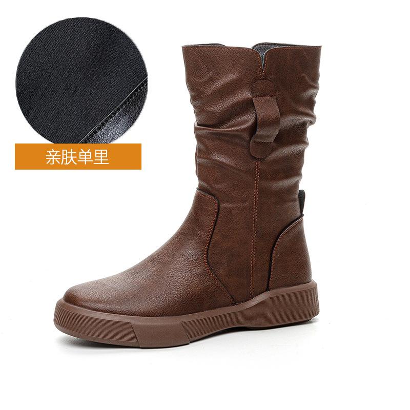 Autumn and Winter Retro Martin Women's Versatile Short Low Tube Thick Sole Thin Knight