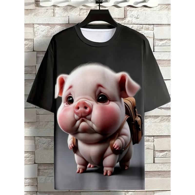 Funny Cartoon Pig 3d Print  Men's T-Shirt Casual Short Sleeve Fashion Streetwear Personality Loose Crew Neck T-Shirts