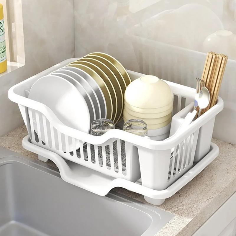 Kitchen Drainage Rack With Drainer Board Countertop Utensils Plates Chopsticks Bowls Spoons Storage Dish Drying Rack
