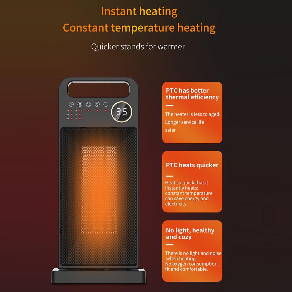 Heater Household 3 Speed Touch Screen Remote Control Mini Electric 1500W High Power 12H Timing Intelligent Shutdown