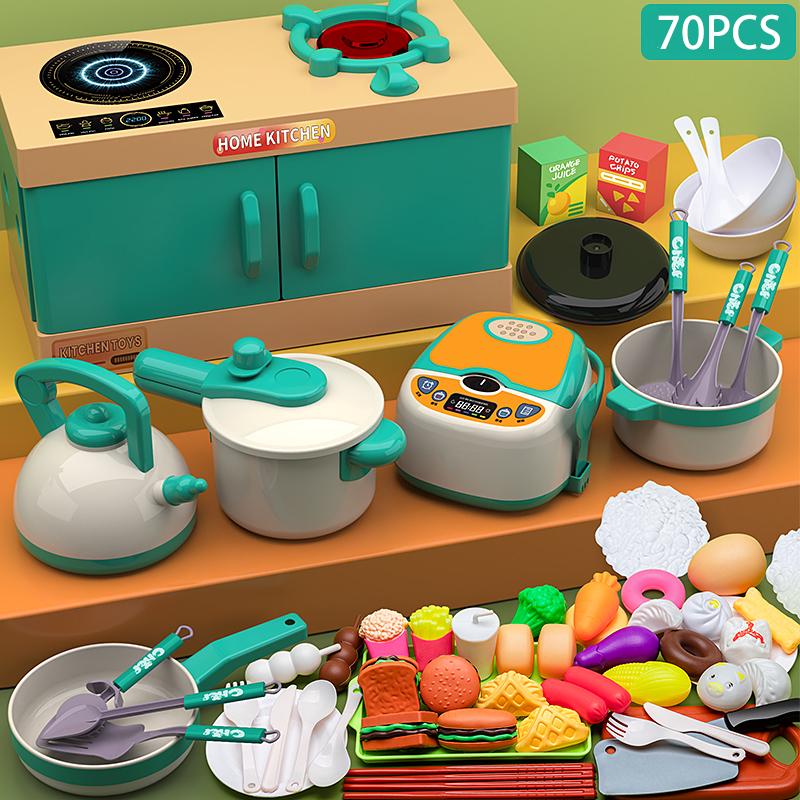 Children's Kitchen Toy Set Simulated Kitchen Cutting Music Simulated Fruit Cutting Cooking Toy Cooking Accessories Cooking Set