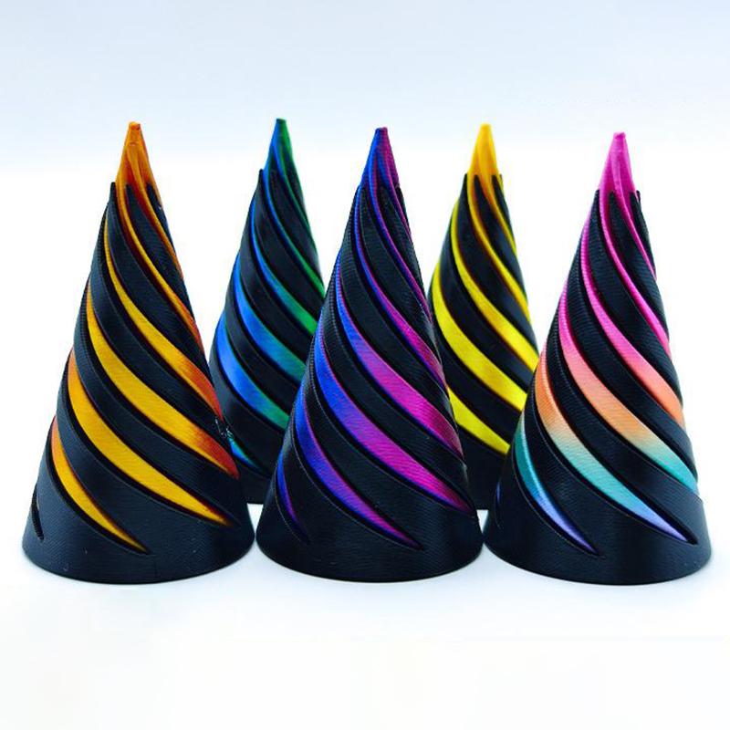3D Printed Spiral Cone Stress Relieving Toy Impossible Pyramid Sculpture Toy Mini Stereoscopic Telescopic Fingertip Spiral Toy