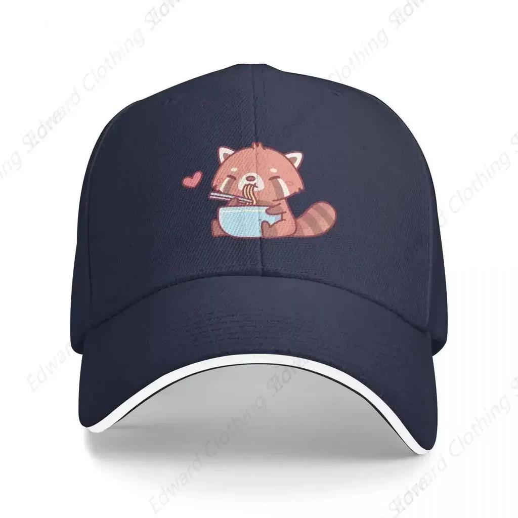 Cute Little Red Panda Eating Ramen Bucket Hat Baseball Cap Sun Hat Streetwear Designer Hat Mens Women's