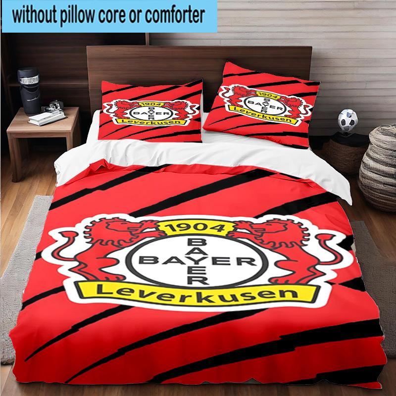3pcs Bayer Football Club Printed Bedding Set Duvet Cover Closure Includes 1 Duvet Cover & 2 Pillowcases Bedding Sets Home Decor Gifts
