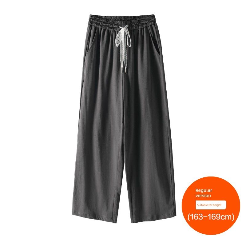 

Plus size women clothing [Korean Series Sports Set] Lace Stitching Hoodie Sweatpants 100.00kg Summer two piece Dark gray-Pants (163-169cm) 5XL