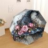 1ks Čarodějnický klobouk Vzor s květinami Design deštníku Automatické otevírání a zavírání Deštník, Vysoce kvalitní Cestovní deštník, Lehký a přenosný, -52