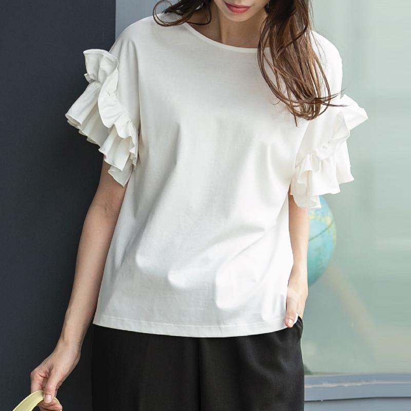 

ZANZEA Женская повседневная летняя блузка с коротким рукавом и оборками 3XL белый