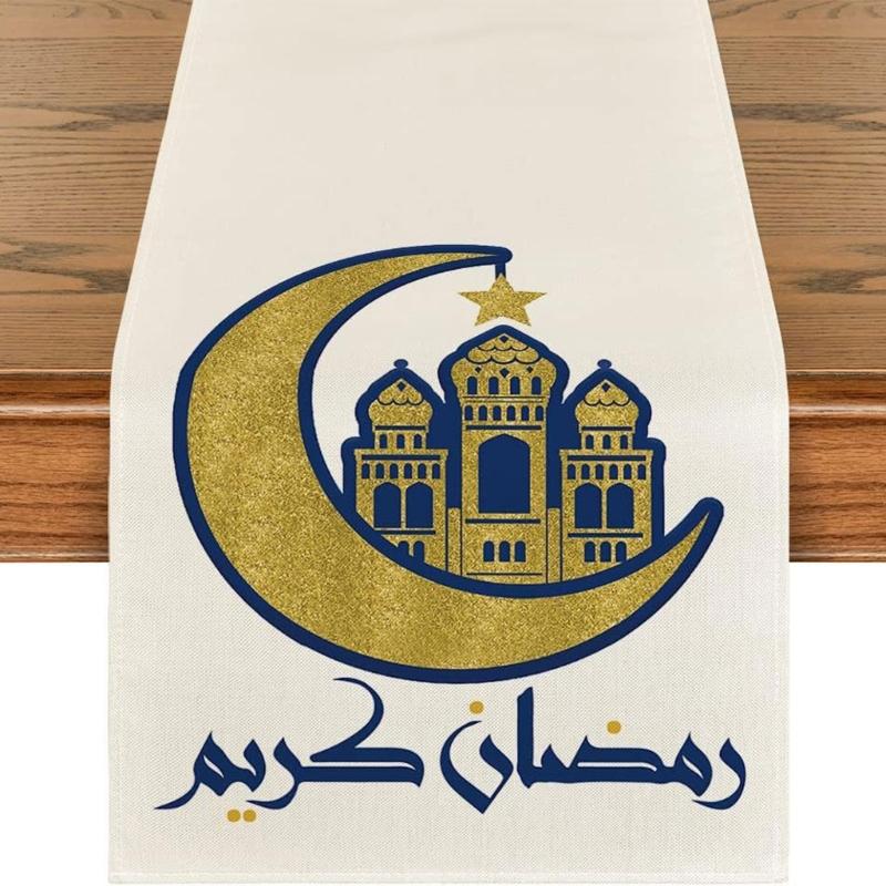 

Eid Table Runner Dinning Desk Decors for Special Gatherings Decoration 72in Long