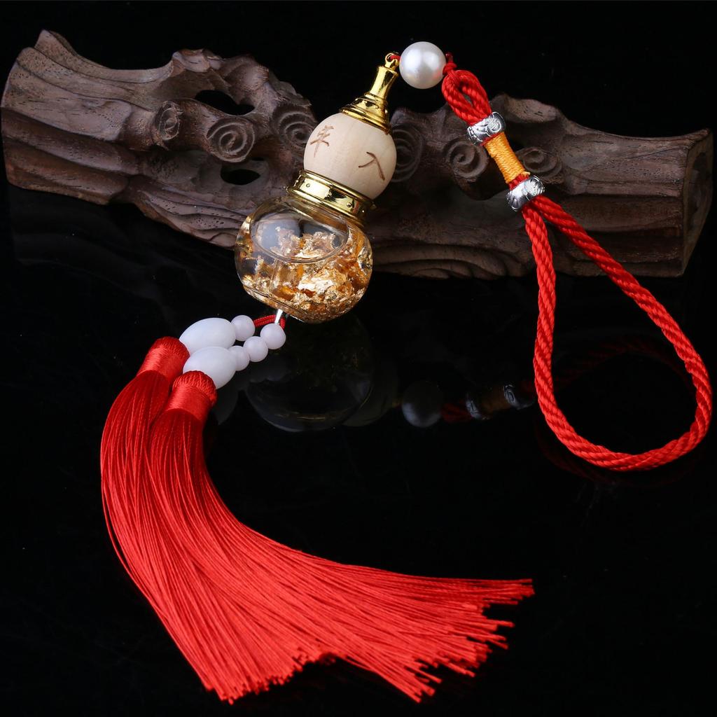Luxury Gold Foil Gourd Crystal Car Ornament Pendant Amulet