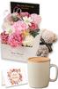 UpFRAME Caneca de Flor de Sabão para Presente com Urso Flor Xícara de Café e Perfeito para Respeito aos Idosos e Flor Branco Conjunto Tampa, Toalha, Conjunto, Caixa. Mãe