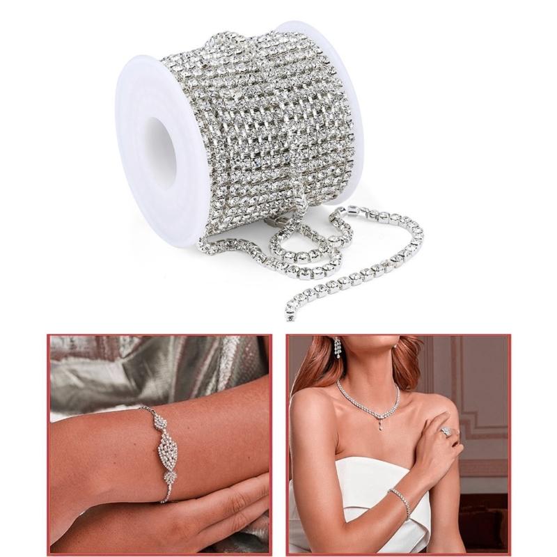 Rhinestones Close Chain Sew On Glass Rhinestones Trim Rhinestones Chain Rhinestones Cup Chain for DIY Craft Decorations