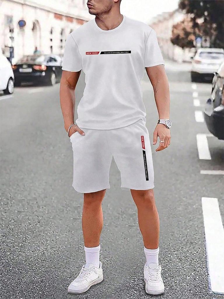Urban Street Fashion Trend 3d Printed Men's Crew Neck Short Sleeve Suit Outdoor Simple Crew Neck Top Casual and Comfortable Shorts
