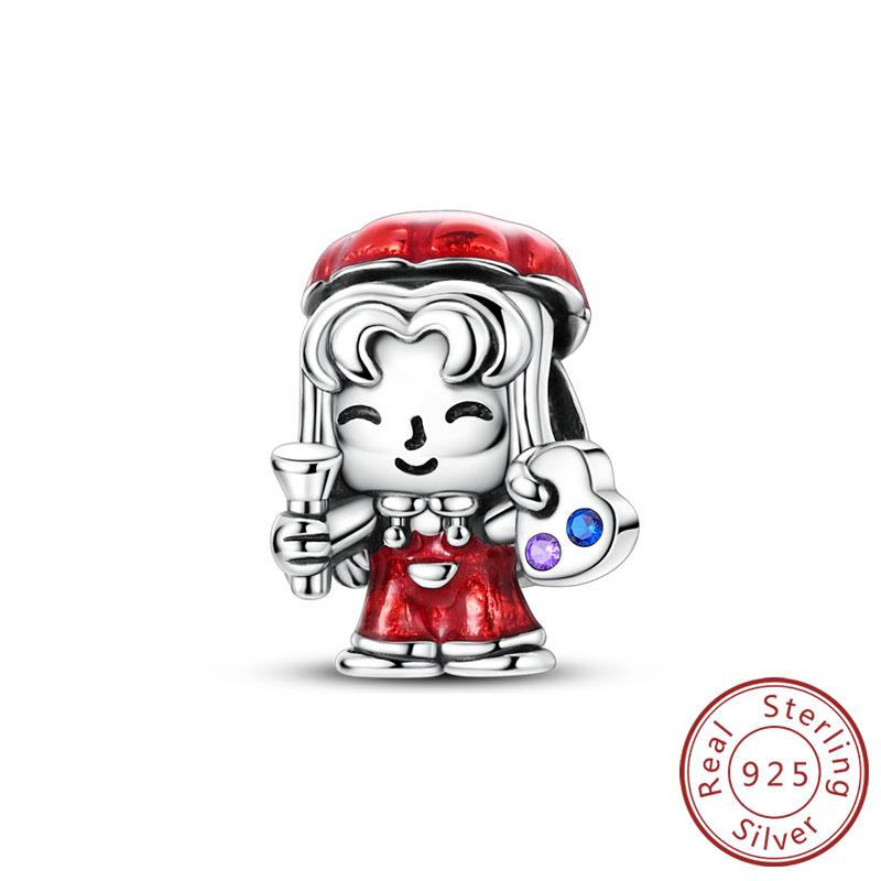 New Original Copper Charms Bead Luminous Rose Cat Planet Star Moon Pendant Fit Women Bracelet Necklace Jewelry Gift