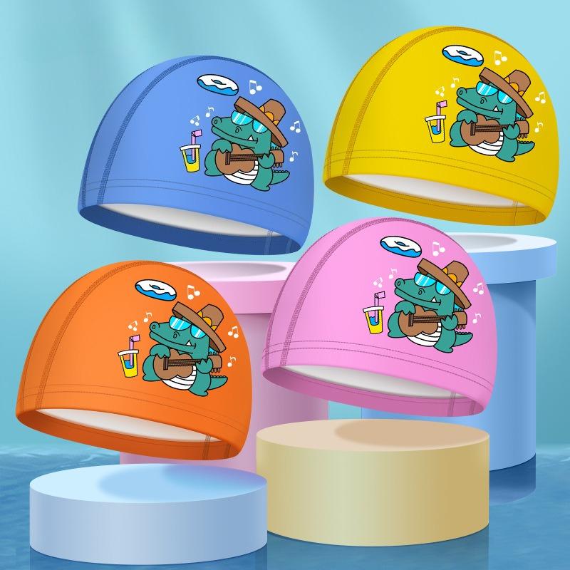New Cartoon Swimming Caps for Boys Girls PU Waterproof Comfortable Kids Swim Caps Ear Protection Printed Children Swimming Caps