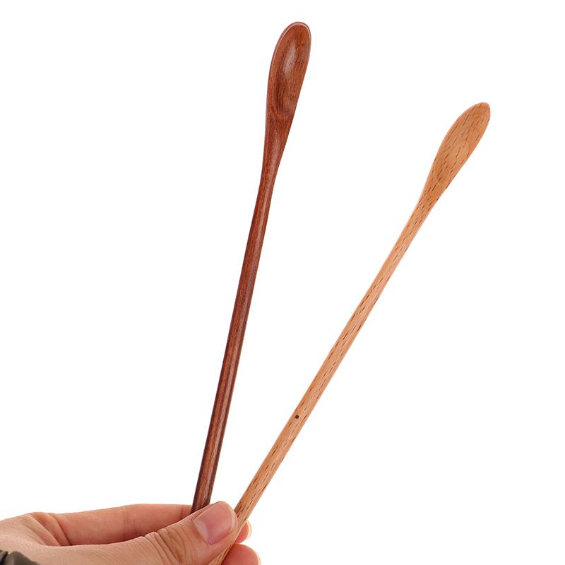 1Pc Wooden Spoon Kitchen Cooking Utensil Honey Dessert Coffee Soup Teaspoon Catering For Kitchen Long Handled Wooden Spoon