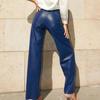 Fashion Wind Autumn New Arrival Fashion High Elastic Casual Wide Leg PU Leather Pants Fashion Pu Casual Pants