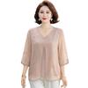 YUZHAOLIN Damen Sommer Eis Seide Chiffon Dreiviertelarm Oberteil
