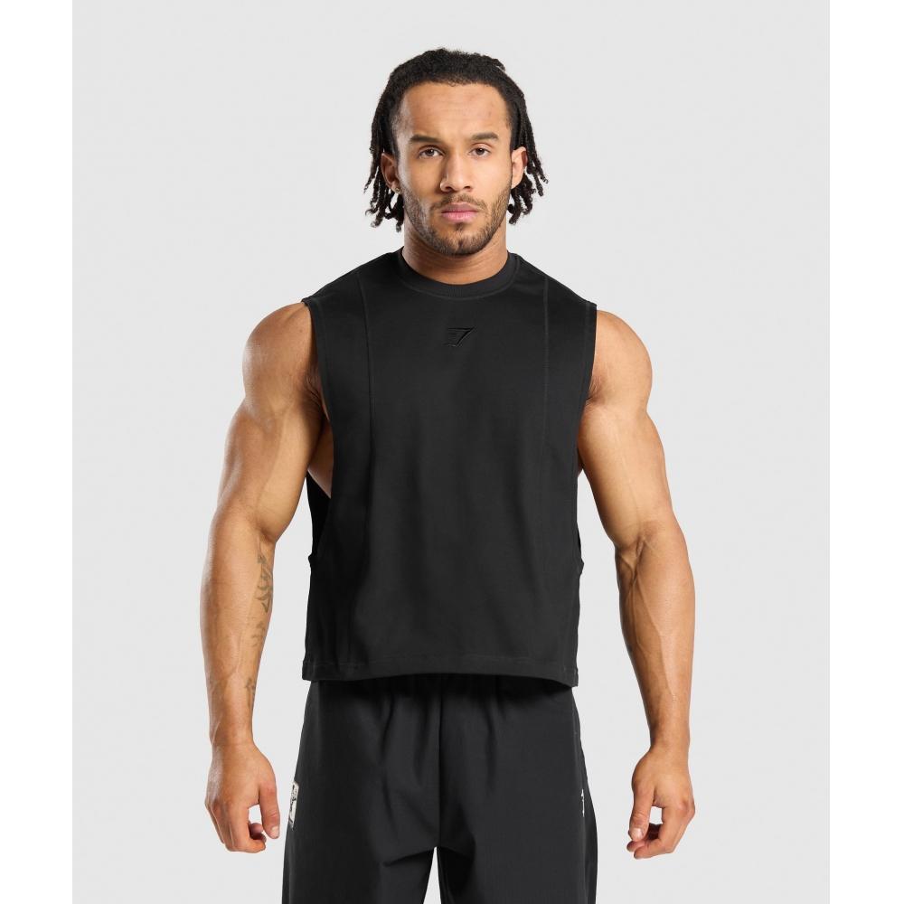 

GYMSHARK Premium Lifting Boxy Cut Off Tank черный A5A5R BB2J
