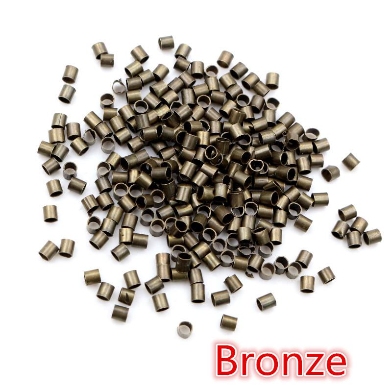 500pcs 1.5 2.0mm Gold Silver Color Tube Crimp End Beads Stopper Spacer Beads For DIY Necklace Jewelry Making Findings Supplies
