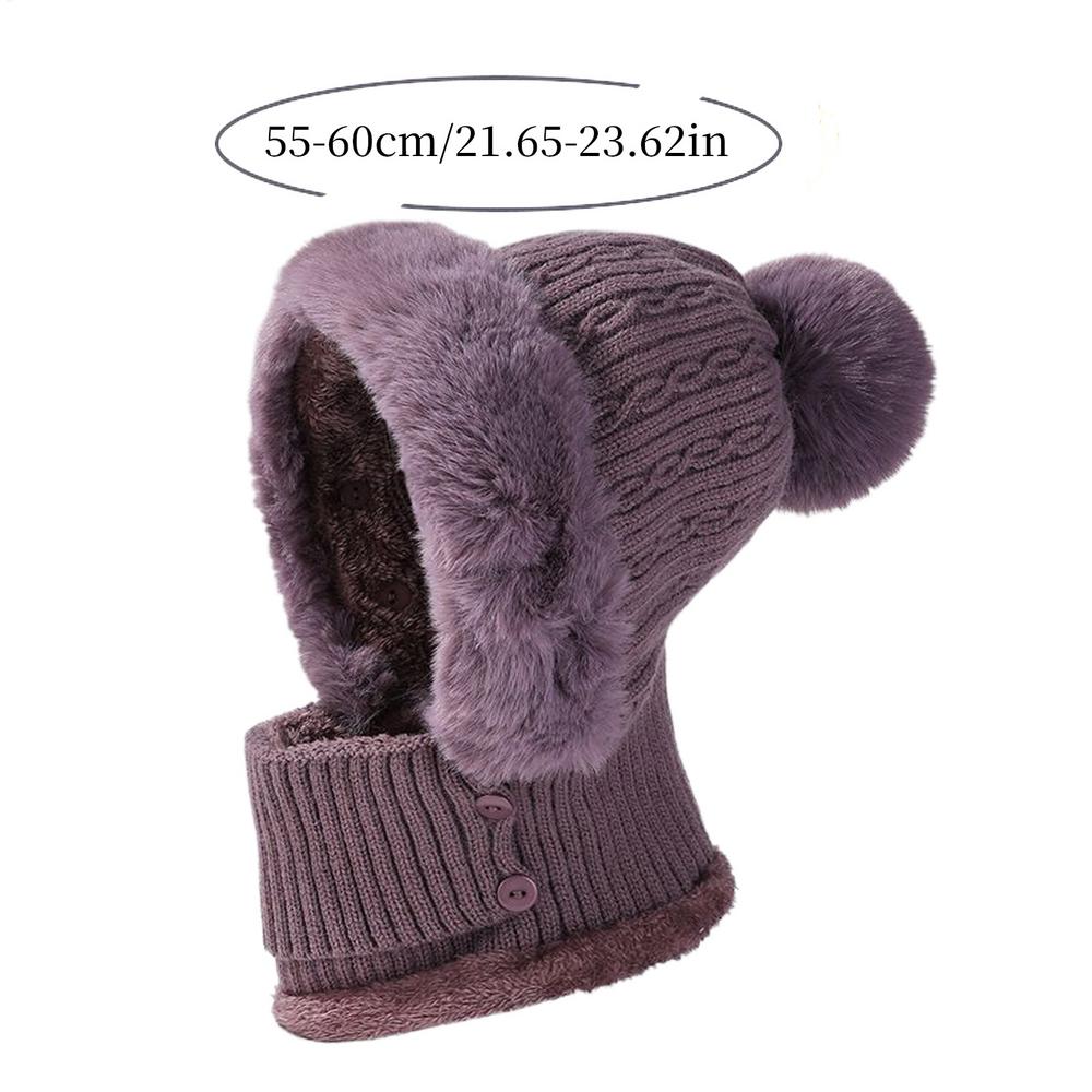 

Knit Beanie and Neck Warmer Women Windproof Fleece Hooded Scarf Face Cover Balaclavas for Hiking Cycling Skiing Travel Winter