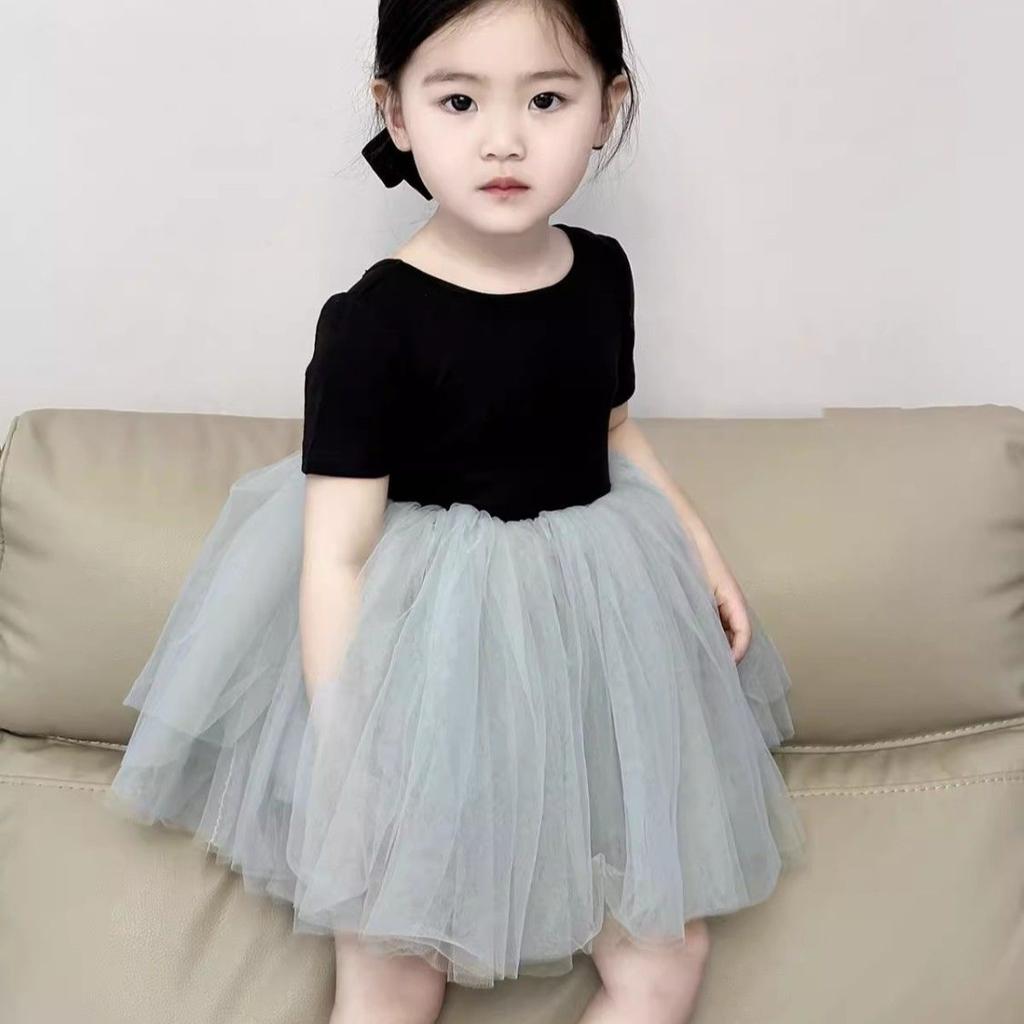 Girls' Short Sleeved Dress Summer Baby's Stylish Mesh Dress Fluffy Dress Girls' Princess Dress Children's Dress