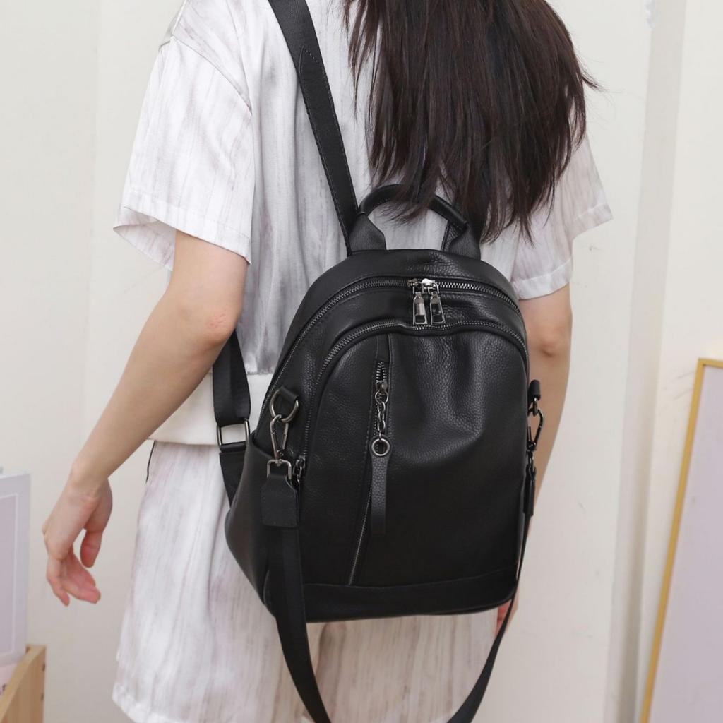 Cowhide Women's Backpack, Large-capacity Versatile Fashion Travel Schoolbag, Soft Leather Large-capacity Women's Bag