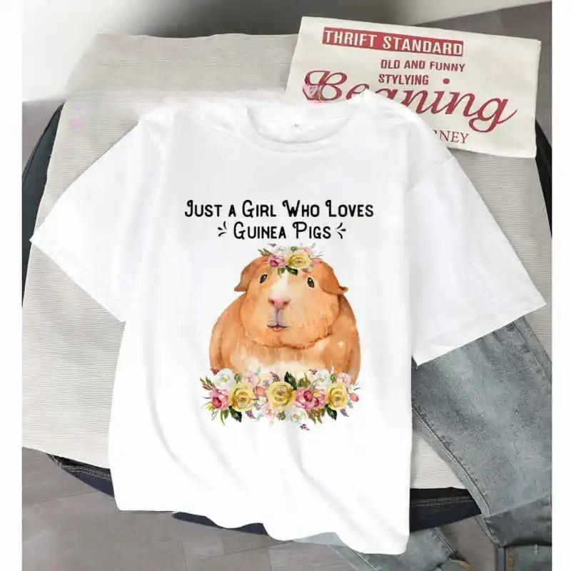 Womens Funny T Shirt Guinea Pig Summer Short Sleeves 2026 Harajuku Kawaii Animals Holiday TShirt Female Fashion Spring Tops