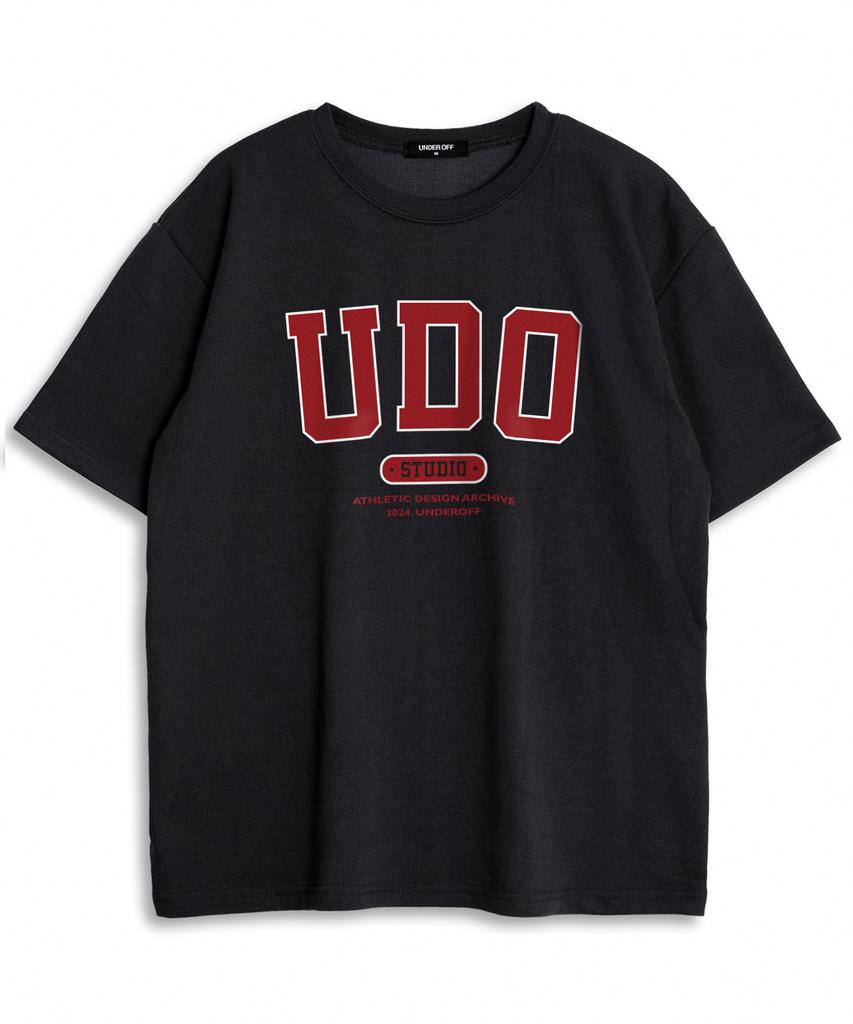 UNDEROFF Oversized Crew Neck Udo Arch Logo Short Sleeve T-Shirt Black Red