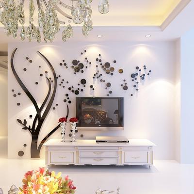 Dotted Tree Acrylic Mirror Wall Stickers for Living Room Self Adhesive Wallpaper 3D Wall Sticker DIY Wall Decal Home Decor