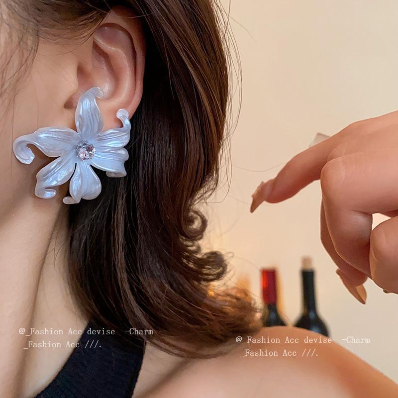 Silver Needle Zircon Flower Geometric Earrings Niche Design Temperament Stud Earrings High Sense Fashion Versatile Earrings