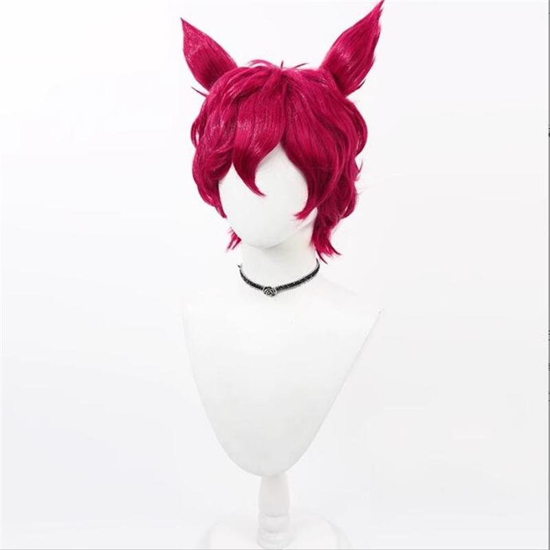 

Парики для косплея Sett Game LOL Heartsteel Sett 30 см, короткие вьющиеся винно-красные мужские парики из термостойких синтетических волос + шапочка для парика One Size