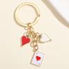 Cute Enamel Keychain Hearts Clubs And Spades Symbol Key Ring Poker Card Key Chains For Women Men DIY Handmade Jewelry
