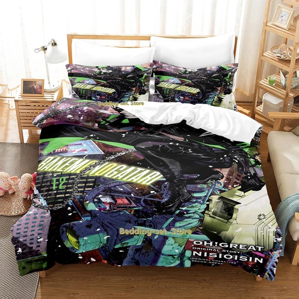 Comfortable Anime Print Bedding Set With Duvet Cover And Pillowcases Single Twin Full Queen King Sizes For Adults And Kids