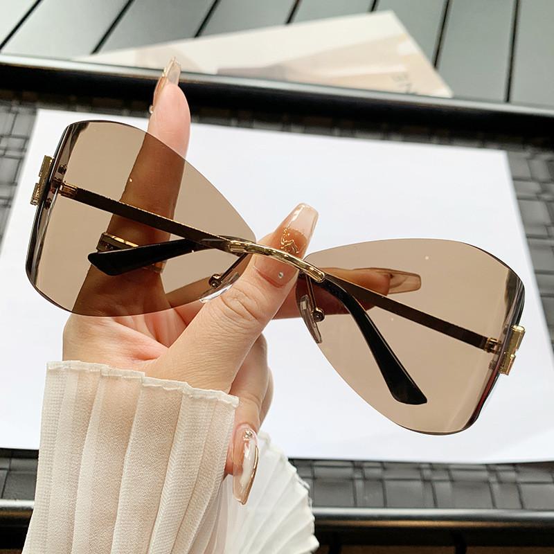European Unisex Frameless Sliming Sunglasses Uv400 For Fashion Travel And Party