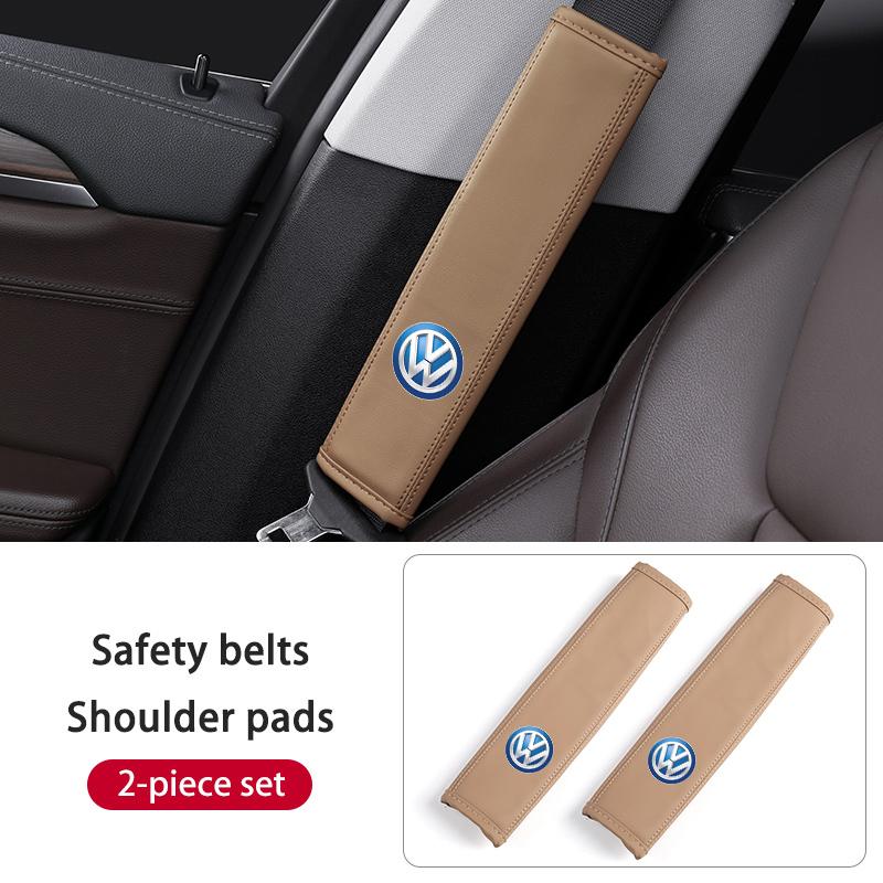 For Volkswagen VW Universal Car Safety Belt Shoulder Cushion Leather Cover Relief Pad Scirocco Passat Polo B5 B6 B7 CC Tiguan Ru0